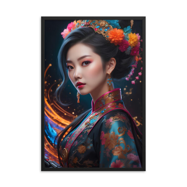 Framed photo - Oriental Girl Flowers